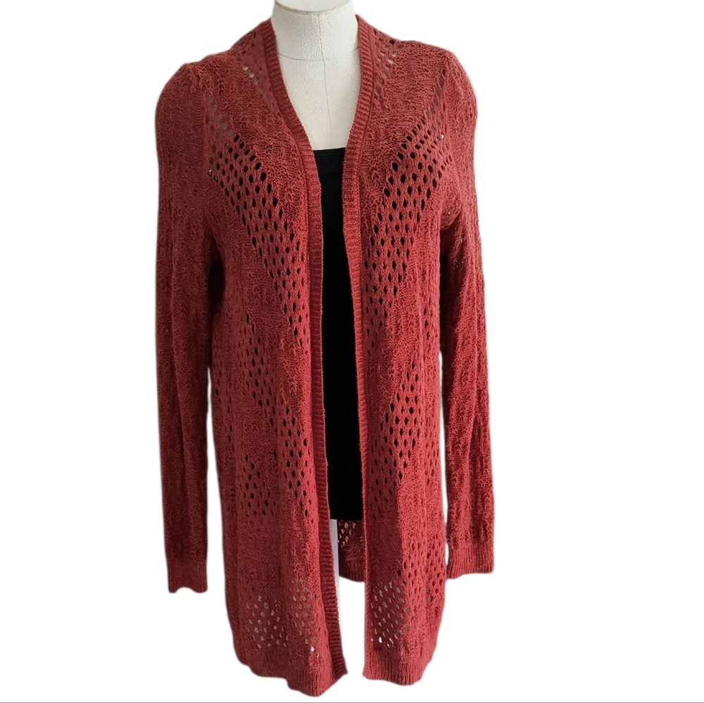 NWT Maurices Women's Open Knit Cardigan - Brick Red Size 0